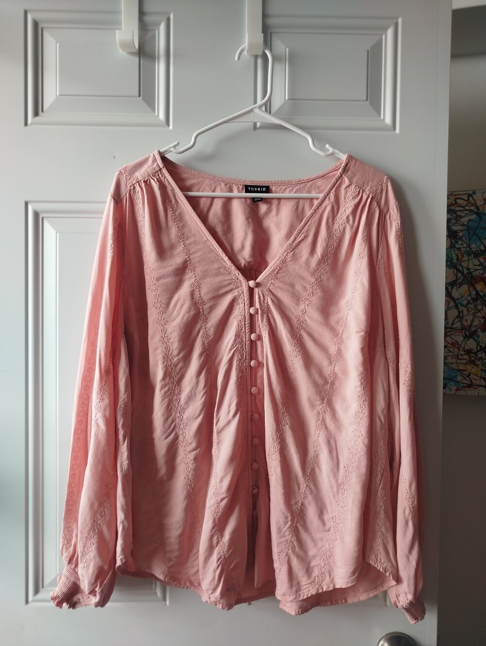 torrid Blush Pink Button-Front V-Neck Blouse